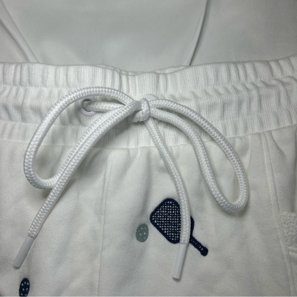 Lou & Grey Elastic Tie Waist Cotton Blend Shorts w/ Novelty Tennis Print Size L - Picture 2 of 13